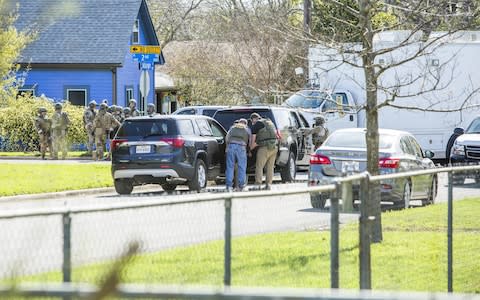  Police barricade the area surrounding the home of suspected Austin bomber Mark Anthony Conditt - Credit: Getty