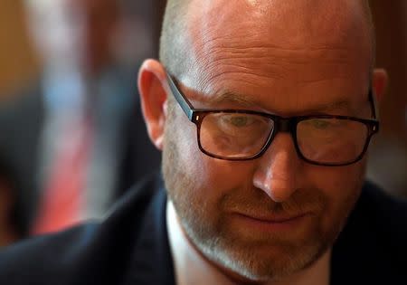 The leader of the United Kingdom Independence Party (UKIP), Paul Nuttall, listens during an election campaign event in London, Britain, April 24, 2017. REUTERS/Toby Melville