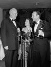 <p>California Governor Earl Warren awards Ralph Edwards and his wife Barbara for the game show <em>Truth or Consequences.</em></p>