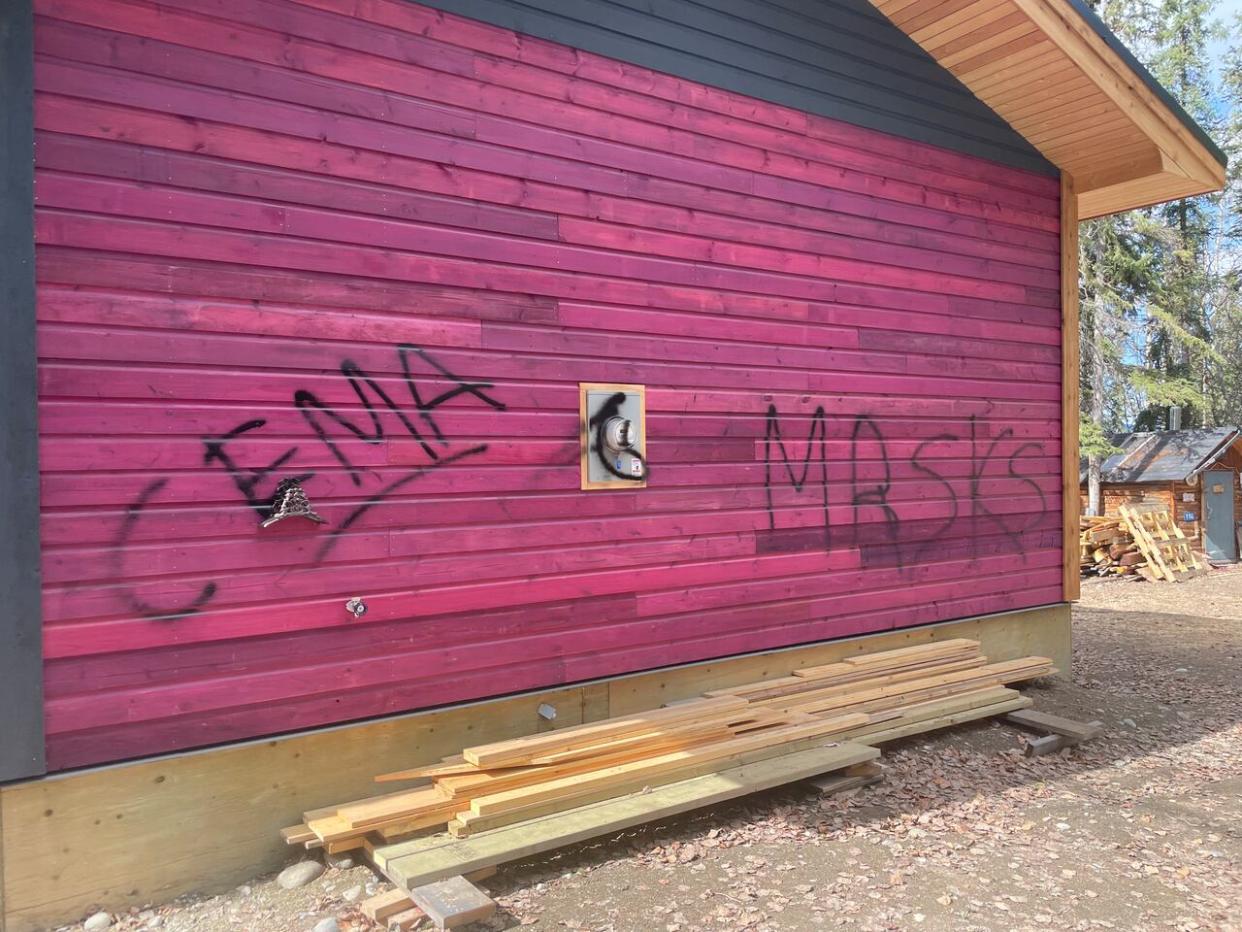 Yukon's premier and opposition leaders are denouncing acts of vandalism at Minister John Streicker's home late last week. This photo was included in a government news release over the weekend, about the incident. (Government of Yukon - image credit)
