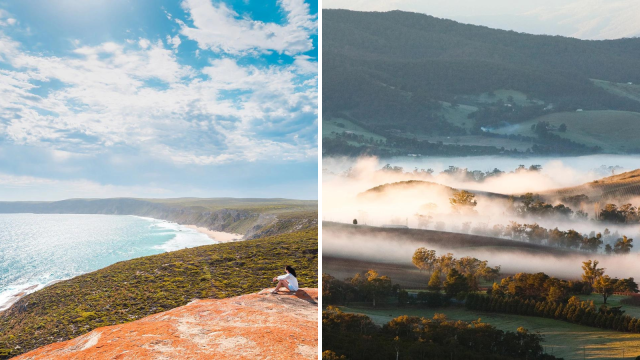 A composite image of two of the Aussie getaways available for under $100 per person per night.