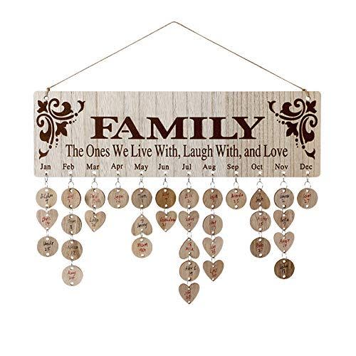 31) Wooden Family Birthday Plaque Calendar