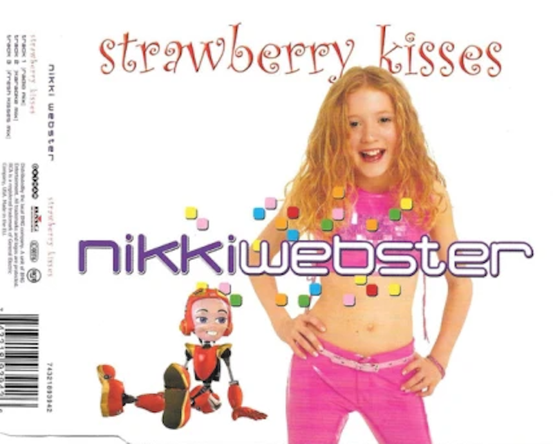 The CD cover of Nikki Webster's song 'Strawberry Kisses' released in 2001