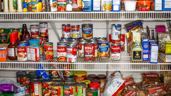 ATLANTA, GEORGIA - March 5, 2015: Photo of well stocked pantry ready for winter.