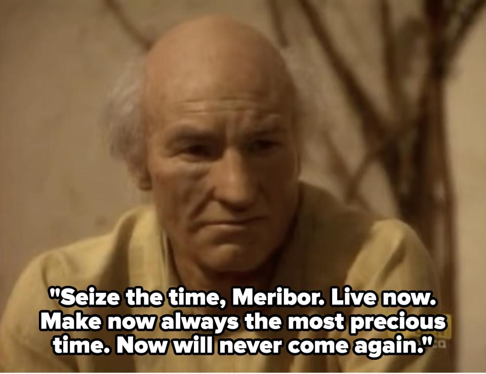 Man saying "Seize the time, Meribor; live now; make now always the most precious time"