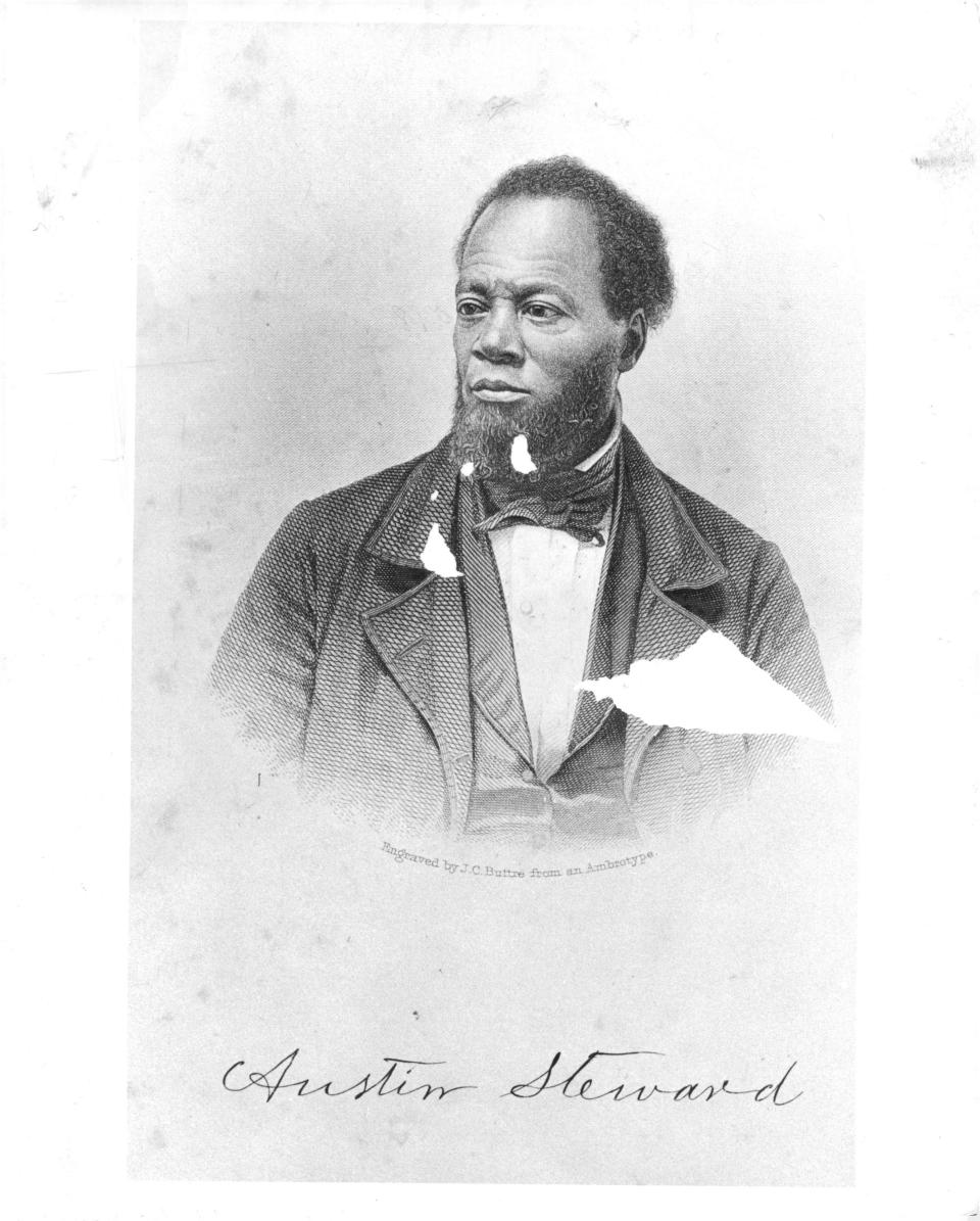 File - Austin Steward was an entrepreneur who gained freedom from slavery, opened a business, operated the first school for Black children in Rochester, and wrote his memoir, Twenty-two Years a Slave and Forty Years a Freeman. The renovated downtown plaza will be named after him.