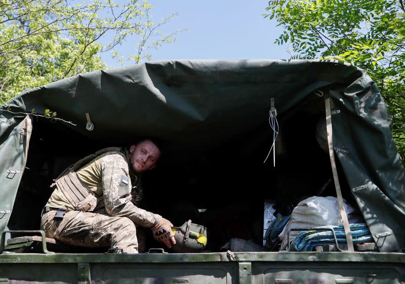 Ukrainian servicemen of the 128th Mountain assault Brigade at a military training in Dnipropetrovsk region