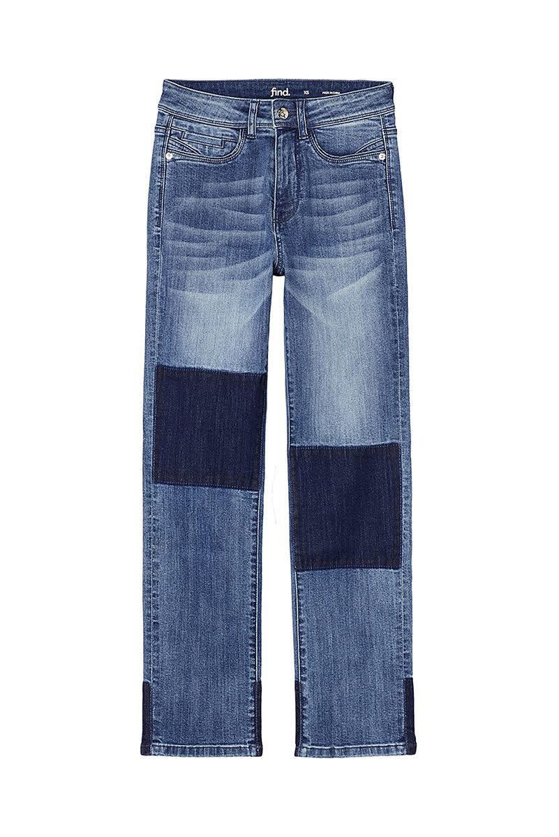 Straight Leg Contrast Jeans