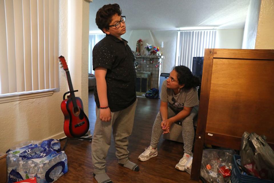 Jacob, left, with mother Ruby, at their home in El Sereno.