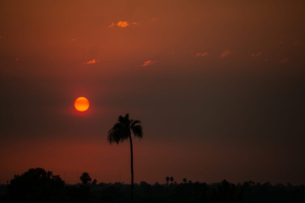 The temperature remained at 110 degrees Fahrenheit at sunset on June 15, 2021 in Phoenix, Arizona.The National Weather Service has issued an excessive heat warning for much of central Arizona, which is expected to remain in effect through the weekend. (Photo by Caitlin O’Hara/Getty Images)