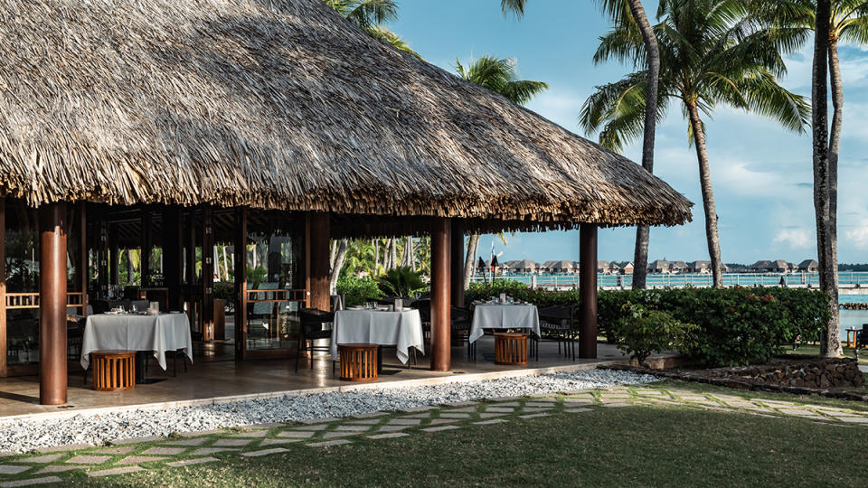 The restaurant at the Four Season Bora Bora