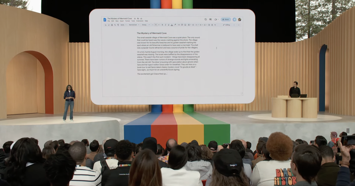 Pappu speaking at Google I/O, May 10, 2023.