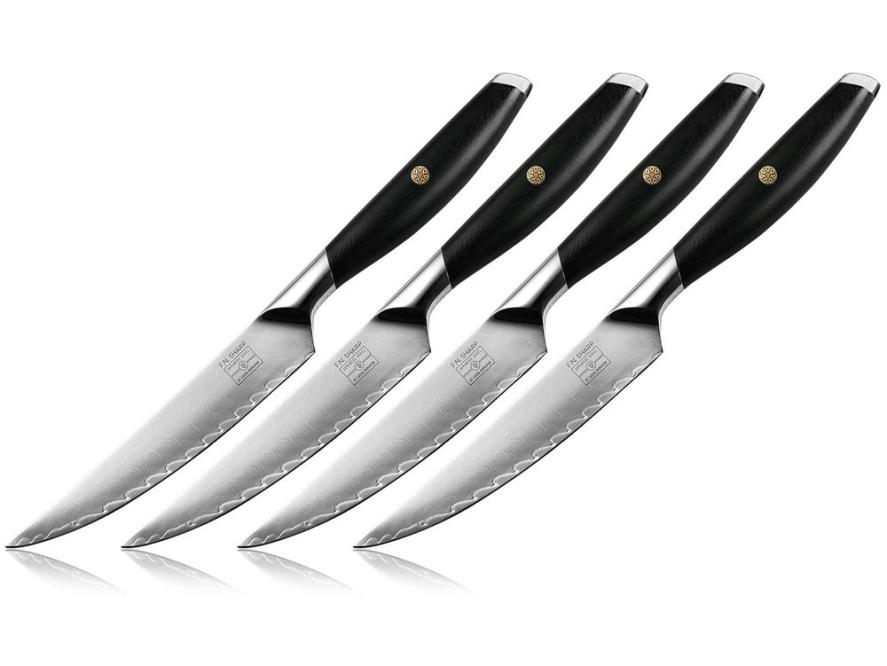 F.N. Sharp Japanese Damascus 6 Knife Set with Block