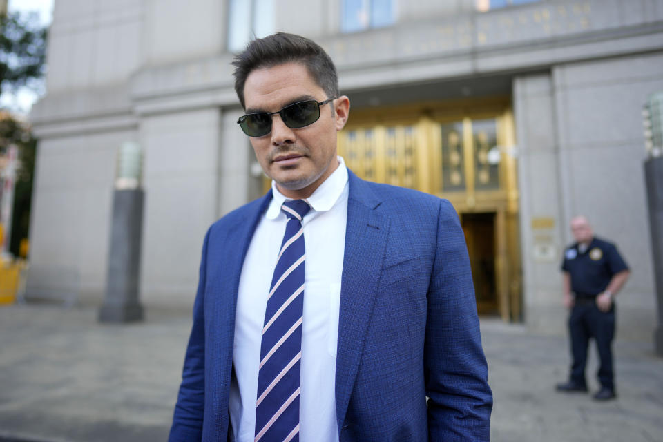 Ryan Salame leaves Federal court, Thursday, Sept. 7, 2023, in New York. Salame, the former top executive at the failed FTX cryptocurrency exchange pleaded guilty Thursday to making tens of millions of dollars in illegal campaign contributions to U.S. politicians and engaging in a criminal conspiracy to operate an unlicensed money transfer business. (AP Photo/Mary Altaffer)