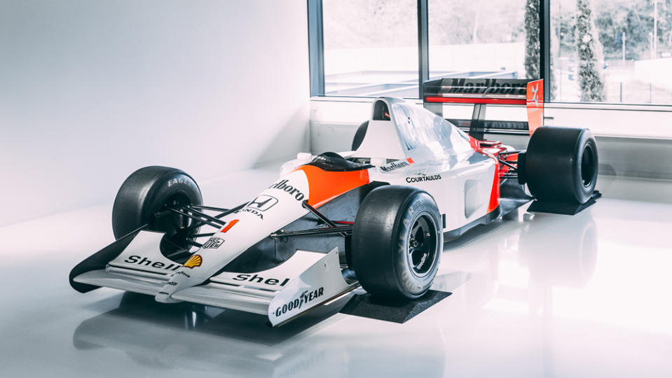 The 1991 ex-Ayrton Senna McLaren MP4/6 residing at Kiklo Spaces.