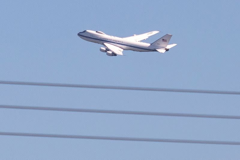 FILE PHOTO: A Boeing E-4B "Doomsday Plane" aircraft takes off at Joint Base Andrews, in Maryland