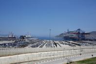 Car industry terminal is pictured at Tanger-Med port in Ksar Sghir near the coastal city of Tangier