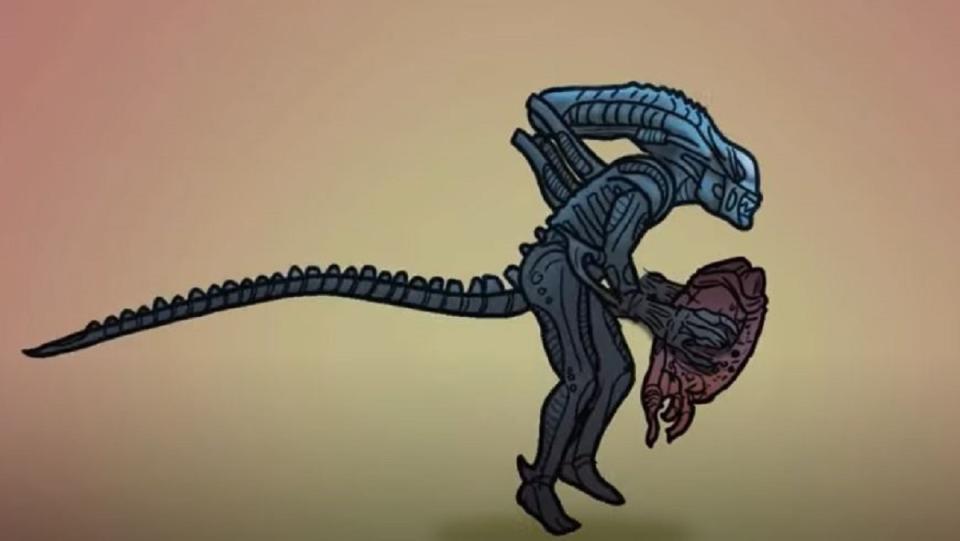 The xenomprph from Alien, delivering an egg to give birth to the next generation.