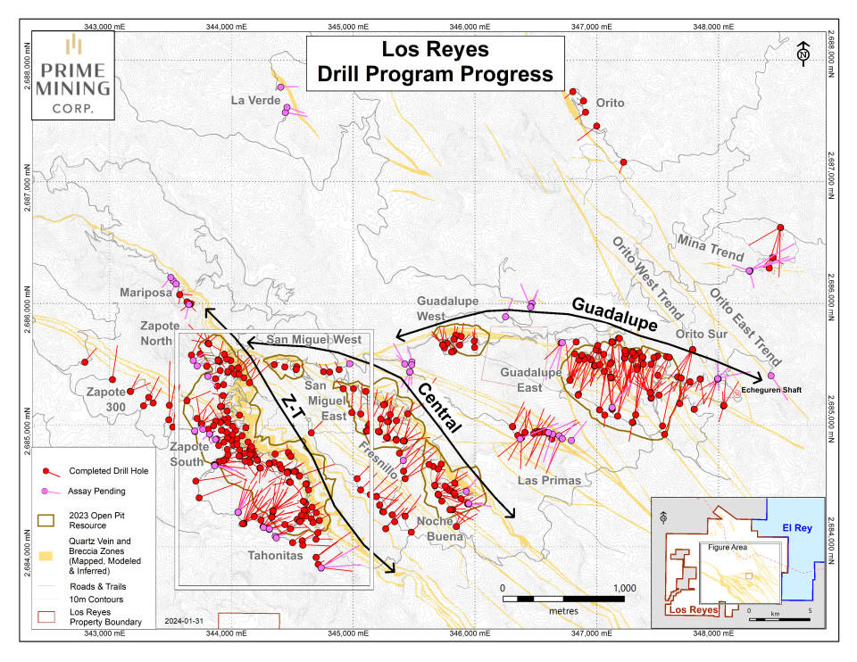 Figure 1 Los Reyes Drill Program Progress_Feb 2024