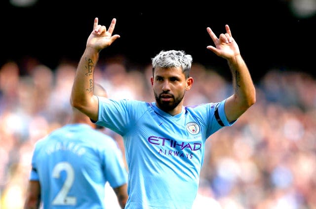 Sergio Aguero celebrates