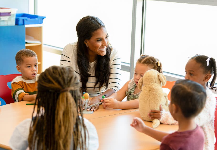 preschoolers with a teacher