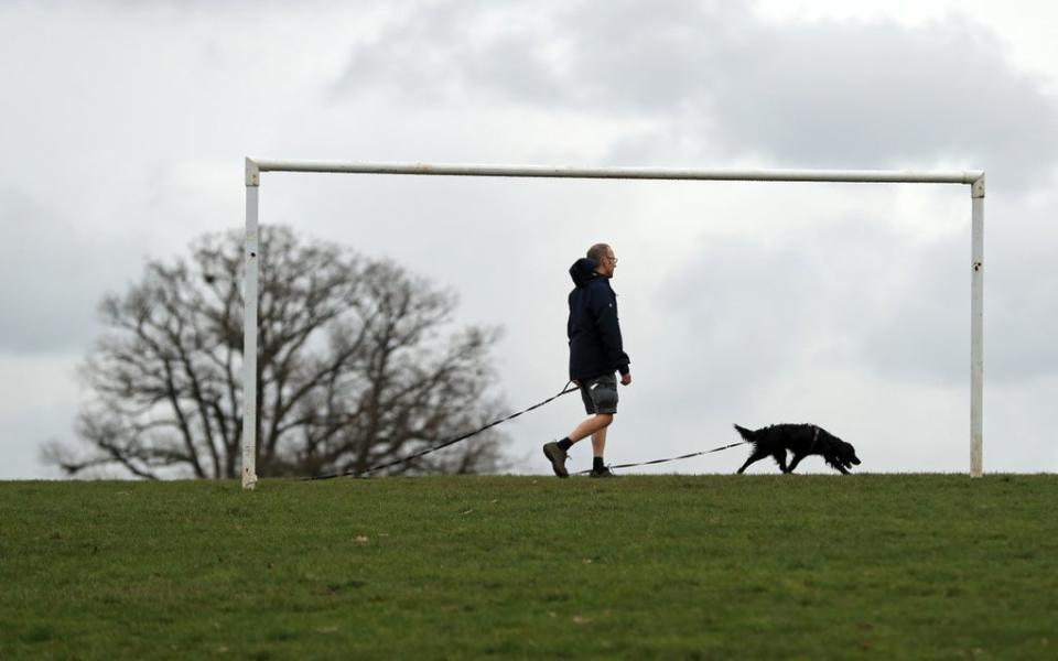 A man walks his dog in Stoke Park, Guildford (PA Archive)