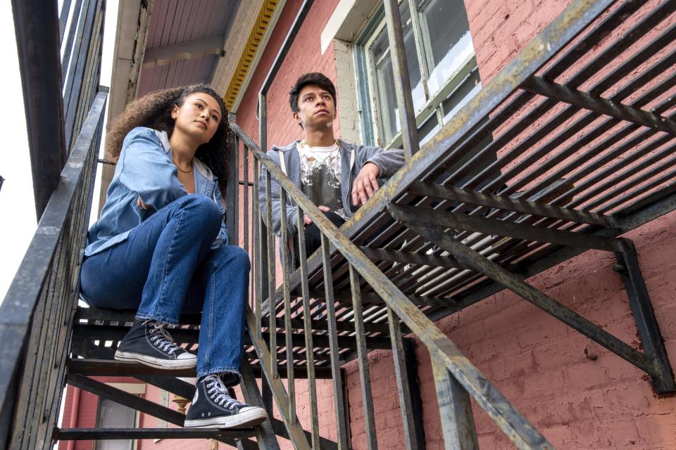 Amira Danan (left) and Jordan Arredondo star in 'Sanctuary City,' a strikingly intimate play about two young people dealing with the aftermath of 9/11. It runs Sept. 17-Oct 22 at Playhouse in the Park.