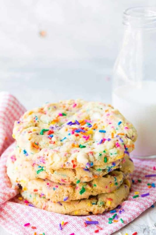 <p>Spend With Pennies</p><p>These soft baked, chewy, bakery style Funfetti Sugar Cookies are the ultimate sugar cookie. They are super soft, loaded with tons of sprinkles, taste sweet and buttery, but aren’t at all greasy, and are very easy to make.</p><p><strong>Get the recipe: <a href="https://www.spendwithpennies.com/funfetti-cookies/" rel="nofollow noopener" target="_blank" data-ylk="slk:Funfetti Cookies;elm:context_link;itc:0;sec:content-canvas" class="link ">Funfetti Cookies</a></strong></p><p><strong>Related: <a href="https://www.youtube.com/watch?v=M5ruinl7v0Q" rel="nofollow noopener" target="_blank" data-ylk="slk:Best Sugar Cookies;elm:context_link;itc:0;sec:content-canvas" class="link ">Best Sugar Cookies</a></strong></p>