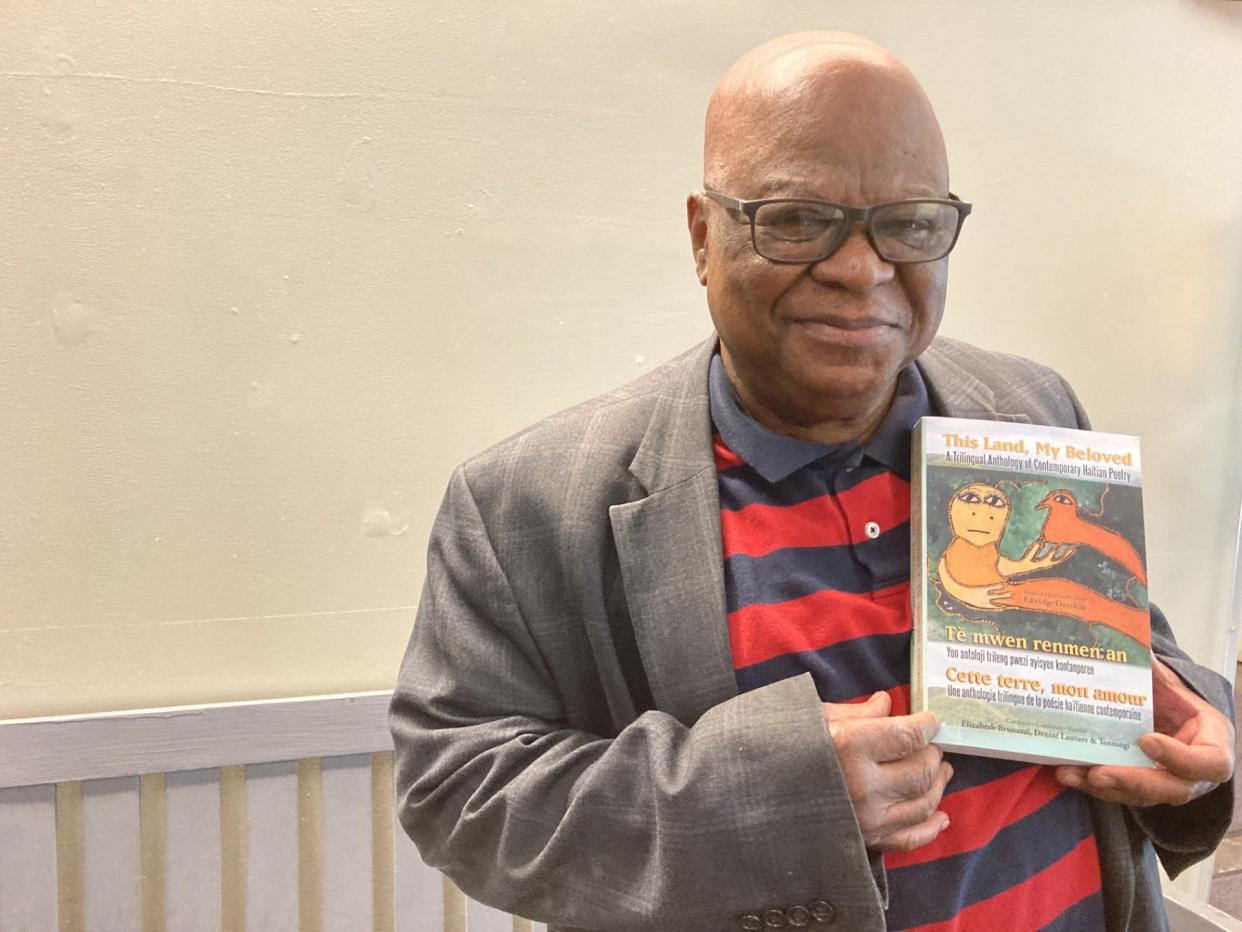 Denizé Lauture, poet, author and co-editor of the new anthology, "My Land, My Beloved," read some of his poetry at a book launch event on Saturday, May 4 at Nyack Library. The anthology features poetry in three languages: English, French and Haitian Creole.