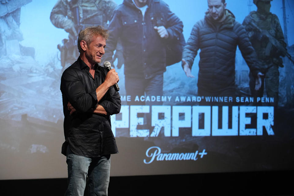 Sean Penn attends the New York Screening of 'SUPERPOWER' at Tribeca Screening Room on September 12, 2023 in New York City.