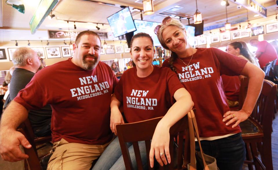 Dave and Bet Laferriere and Tara Machado at the Boston Tavern on Wednesday, Aug. 17, 2022 during a watch party for the opening game of the Little League World Series for the Middleboro U12 All Stars. Middleboro, representing New England, played Nolensville, Tennessee out of the Southeast. 