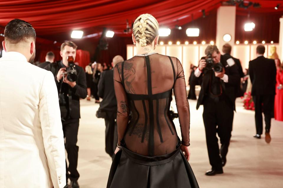 Lady Gaga Stole The Show At The 2023 Oscars In A Stunning See Through Corset Gown