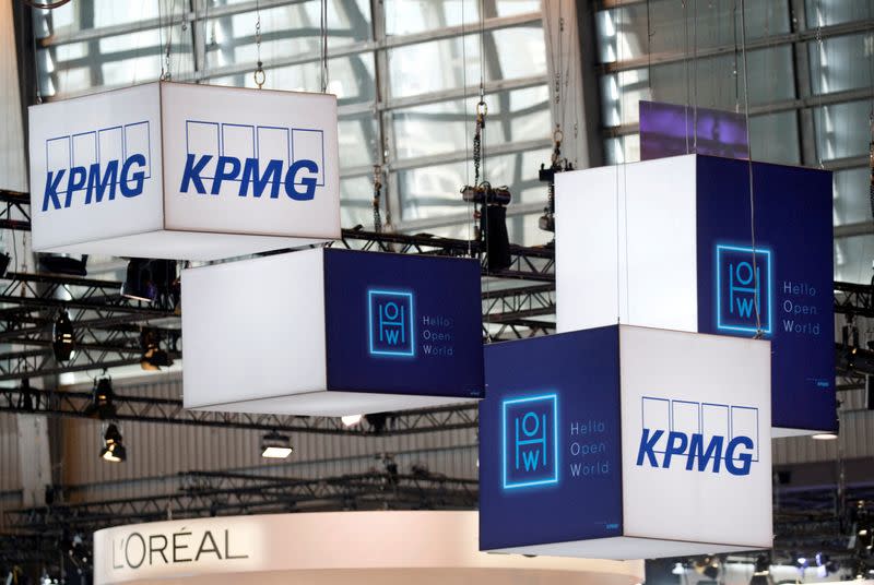 FILE PHOTO: The logo of KPMG, a professional service company is pictured during the Viva Tech start-up and technology summit in Paris