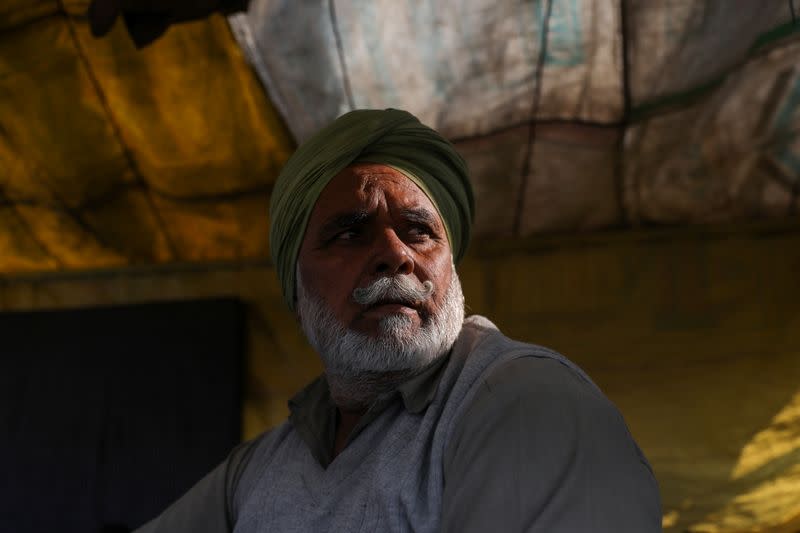 A protest against the newly passed farm bills, at Singhu border near Delhi