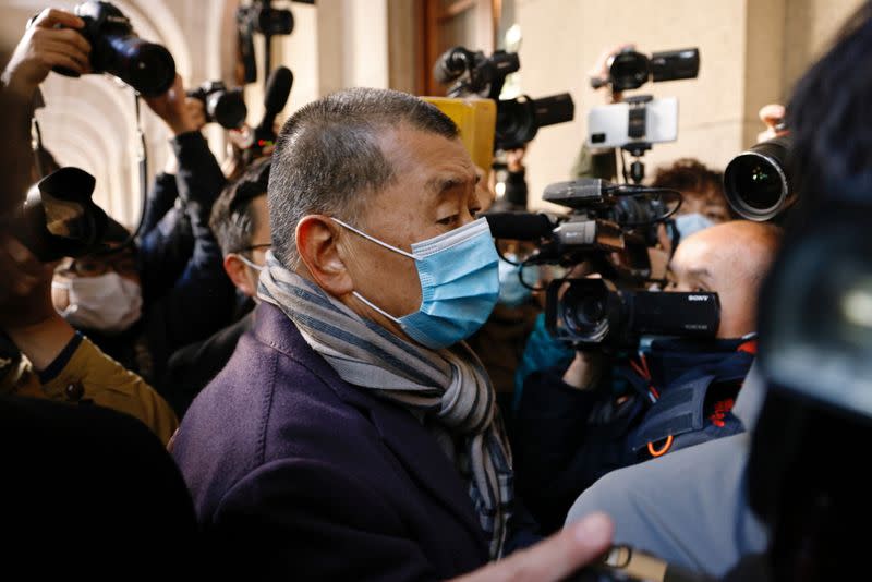 Media mogul Jimmy Lai, founder of Apple Daily, arrives the Court of Final Appeal in Hong Kong