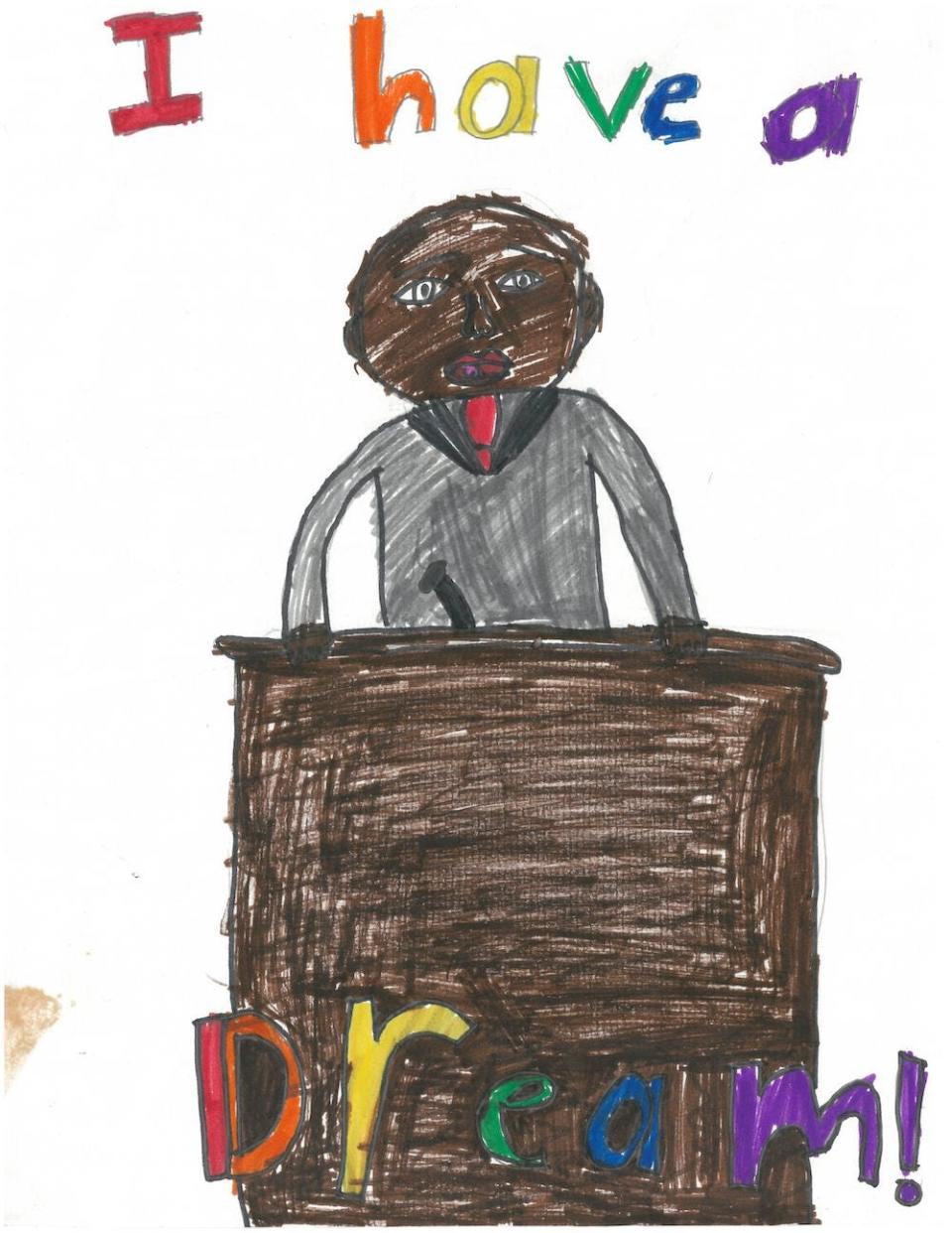 Artwork from members. of the Boys and Girls Club of Henderson County for USCellular's Black History Month Art Contest. Ten finalists were selected from the Boys and Girls Club. This artwork is of Dr. Martin Luther King Jr.