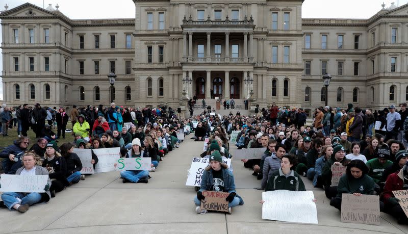 MSU students protest mass shootings in Lansing, Michigan