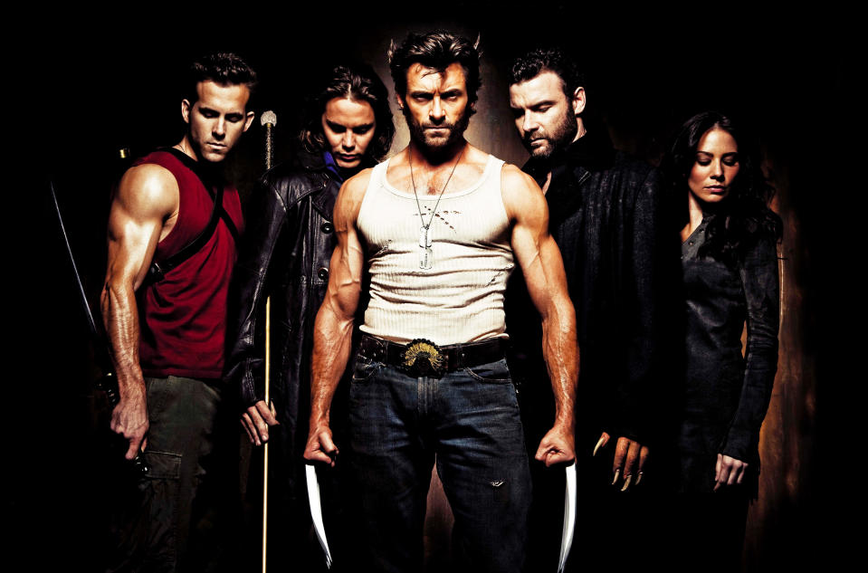 Prod DB © Marvel - Donner - 20th Century Fox / DR X-MEN ORIGINS : WOLVERINE de Gavin Hood 2009 USA avec Ryan Reynolds, Taylor Kitsch, Hugh Jackman, Liev Schreiber et Lynn Collins saga, prequelle, mutant, super heros, photo de groupe d'après la Bande Dessinée (BD) créée en 1963 par Jack Kirby et Stan Lee (Marvel Comics) autre titre: x men origins : wolverine - Wolverine (USA) (working title)