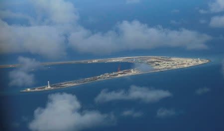 An aerial view of China occupied Subi Reef at Spratly Islands in disputed South China Sea April 21, 2017. REUTERS/Francis Malasig/Pool