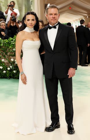 <p>Dia Dipasupil/Getty</p> Luciana and Matt Damon at 2024 Met Gala