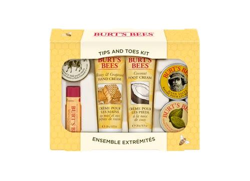 The cold winter months are notorious for drying out our skin, so (in our opinion) you can never have too much moisturizer. This set comes with five travel-size Burt's Bees favorites &mdash; including the classic hand salve, which is especially helpful on dry, cracked hands &mdash; so it's also a good gift to give someone who has to catch a flight after the holiday festivities.&nbsp;<br /><br /><strong><a href="https://www.cvs.com/shop/burts-bees-tips-and-toes-kit-holiday-gift-set-6-travel-size-products-in-gift-box-2-hand-creams-foot-cream-cuticle-cream-hand-salve-and-lip-balm-prodid-1020448?skuId=849741" target="_blank" rel="noopener noreferrer">Get the Burt's Bees Tips and Toes Kit for $13.29.﻿</a></strong>