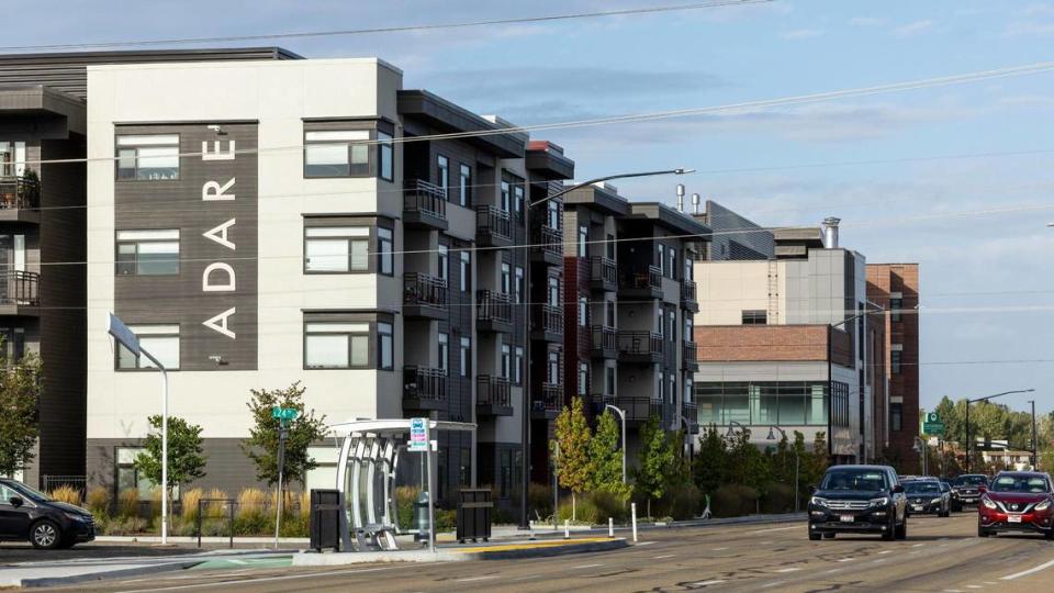 The neighborhood including the Adare apartment complex, on West Fairview Avenue in Boise’s West End, experienced a decrease in crime rates after the rentals opened in 2019.