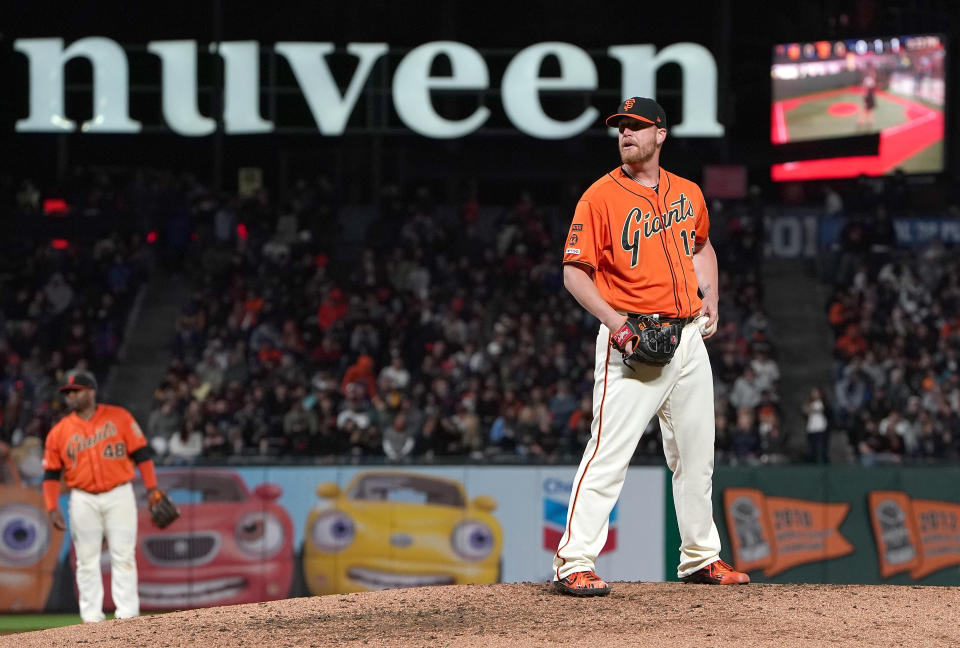 SAN FRANCISCO, CA - JULY 19:  Will Smith #13 of the San Francisco Giants pitches against the New York Mets in the top of the ninth inning at Oracle Park on July 19, 2019 in San Francisco, California.  (Photo by Thearon W. Henderson/Getty Images)