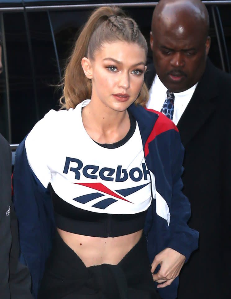 Gigi Hadid is living the braided pony life. )Photo by Broadimage/REX/Shutterstock)
