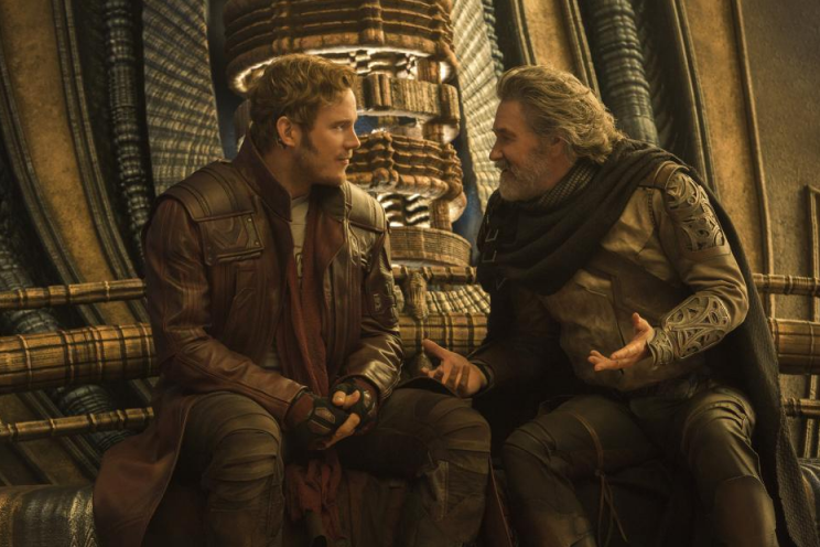 Chris Pratt and Kurt Russell in <em>Guardians of the Galaxy Vol. 2.</em> 