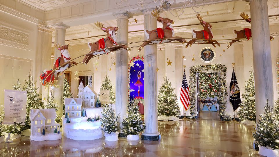 <strong>2023: </strong>Santa and his reindeer take flight in the White House, celebrating the 200th anniversary of the book "’Twas the Night Before Christmas." - Kevin Dietsch/Getty Images