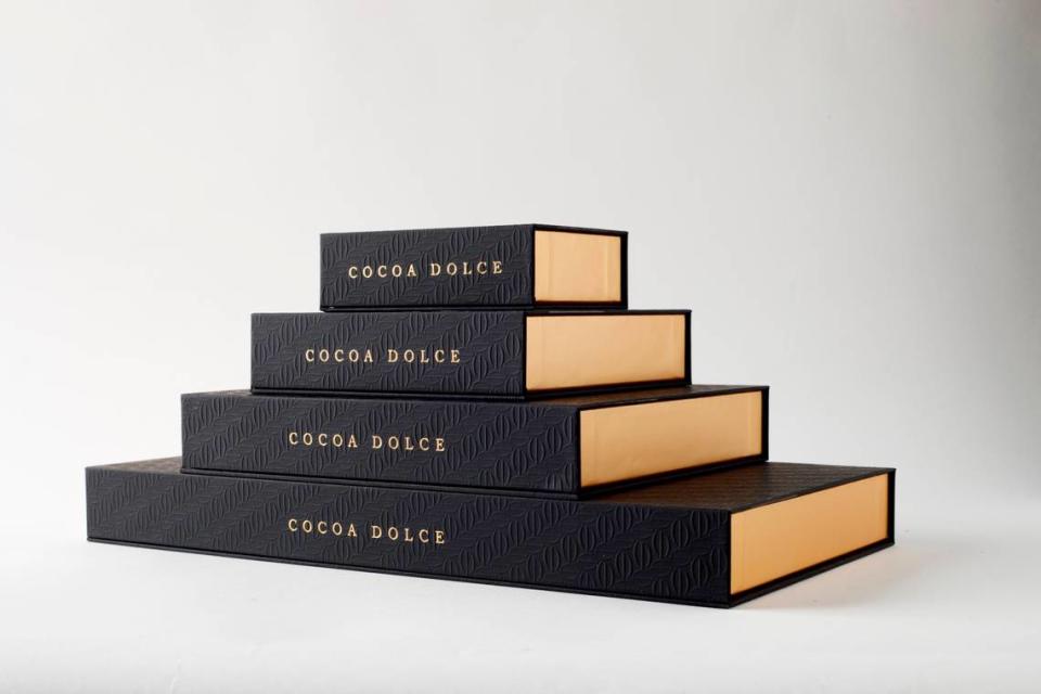 Cocoa Dolce has always been known for its attractive, creative packaging, and it already seemed high-end in a lot of ways. However, the new packaging is noticeably more, well, Vegaslike, in black and gold.