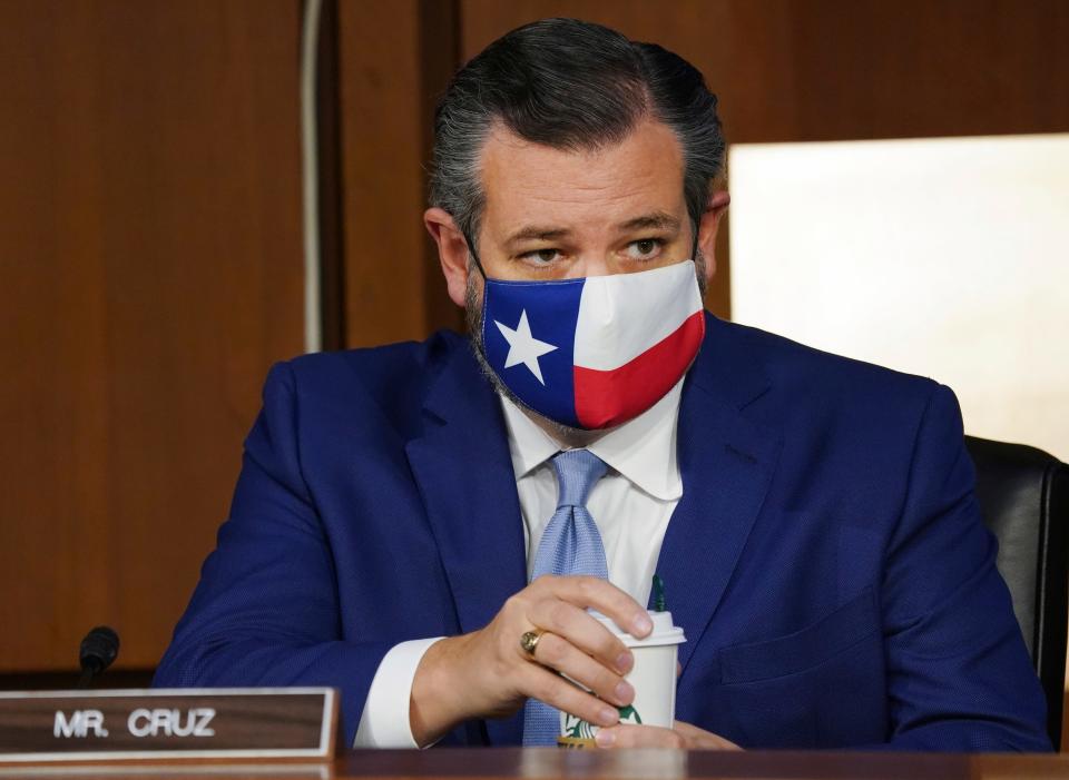 Sen. Ted Cruz, R-Texas, listens during the confirmation hearing for Supreme Court nominee Amy Coney Barrett.