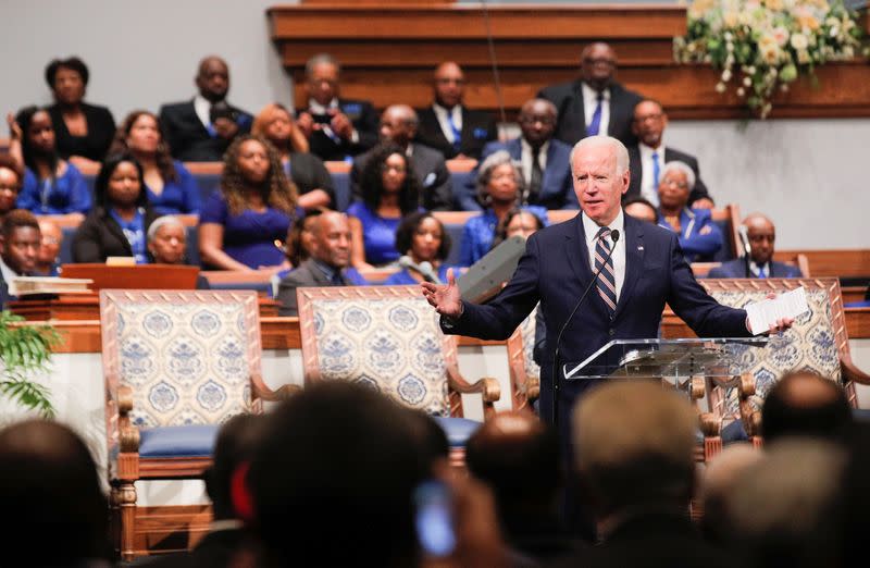 Democratic U.S. presidential candidate and former Vice President Joe Biden attends at New Hope Baptist Church in Jackson