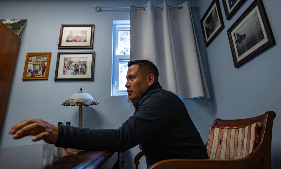 Cruz Salucio Perez, a staff member at the Coalition of Immokalee Workers, speaks with the Naples Daily News during an interview Wednesday, January 31, 2024. The CIW, started in 1993 by a group of six workers has been fighting for the rights of workers since its inception.